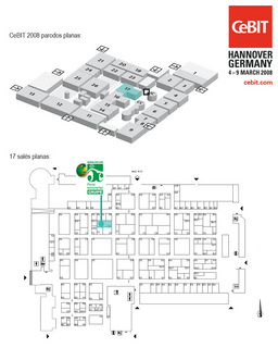 „Penkių kontinentų“ stendo vieta parodoje „CeBIT 2008“